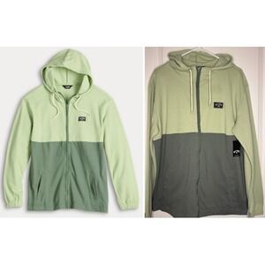 Billabong Men's Medium Lightweight Full Zip Hooded Sweatshirt Green Cotton NWT